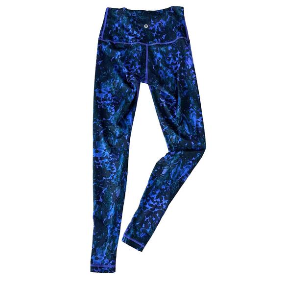 Lululemon Wunder Under Pant Roll Down Floral Sport Backdrop Iris Flower size 6 - Picture 3 of 10